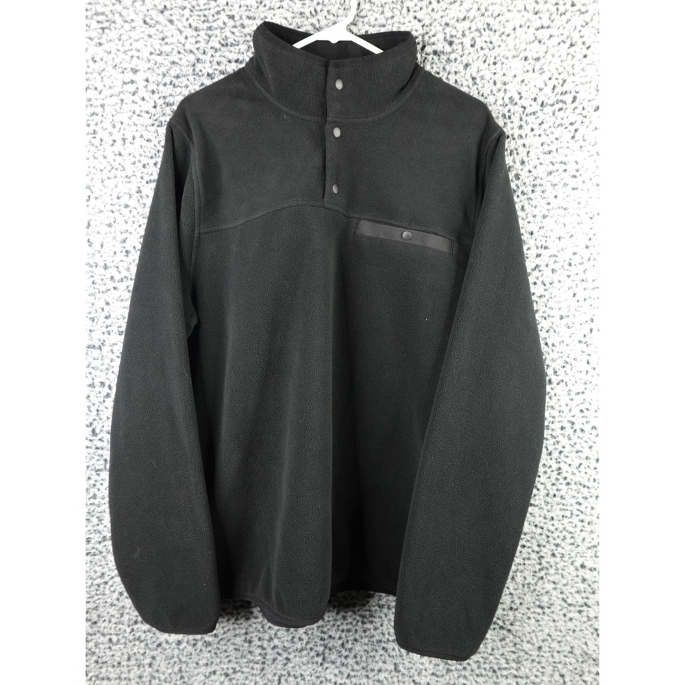 32 Degrees Heat Men's 1/4 Snap Collar Fleece Pullover Sweater, Black, Size‎ L
